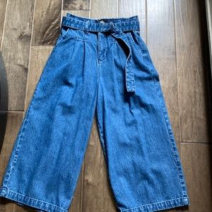 Cropped paper bag waist denim